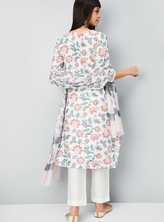 Women Floral Print Straight Kurta Set