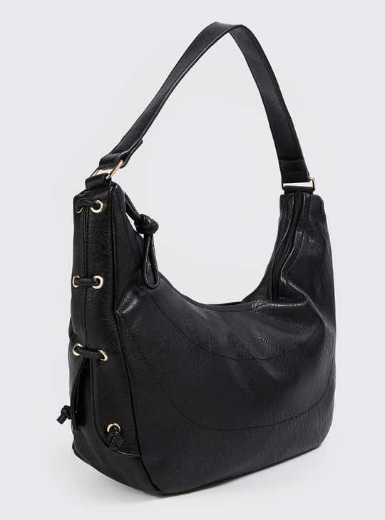 Women Textured Shoulder Bag with Side Ties
