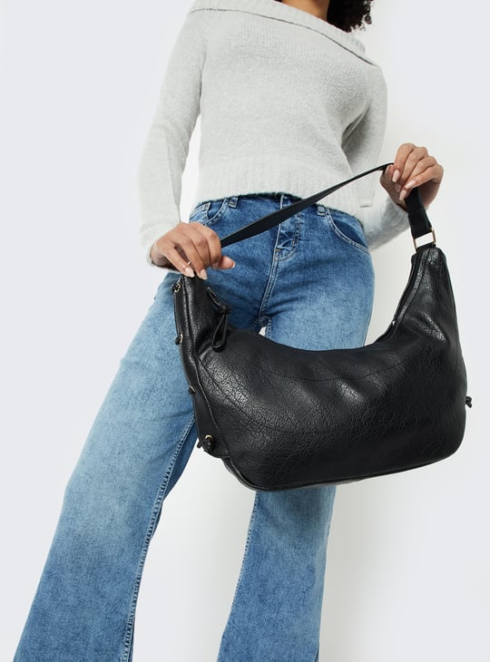 Women Textured Shoulder Bag with Side Ties