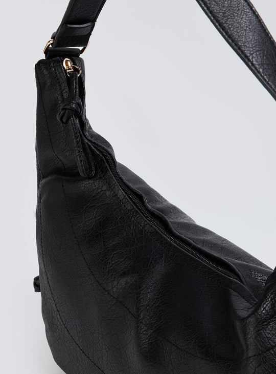 Women Textured Shoulder Bag with Side Ties