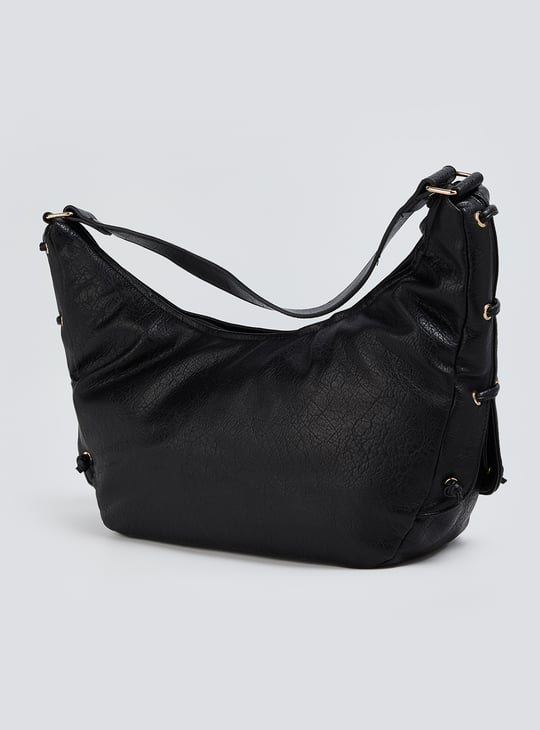 Women Textured Shoulder Bag with Side Ties