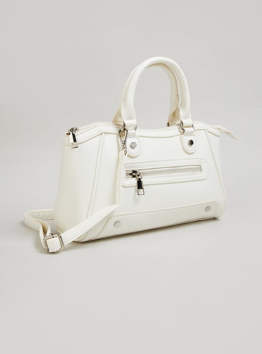 Women Textured Handheld Bag | White | PU