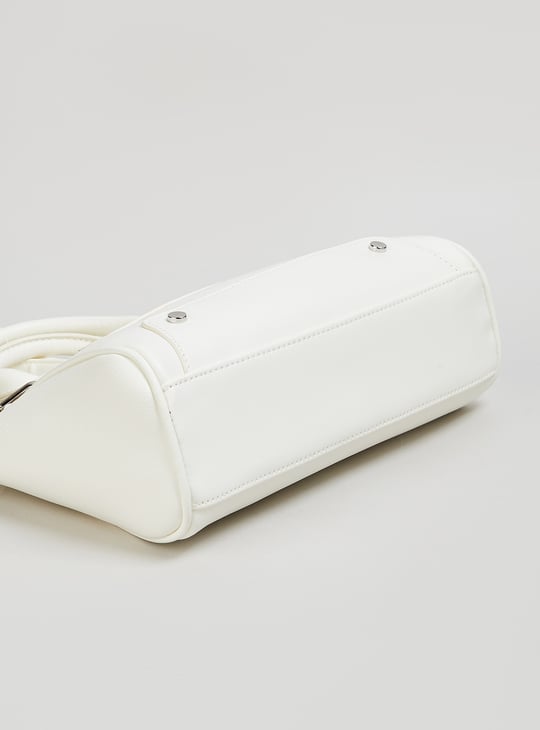 Women Textured Handheld Bag | White | PU