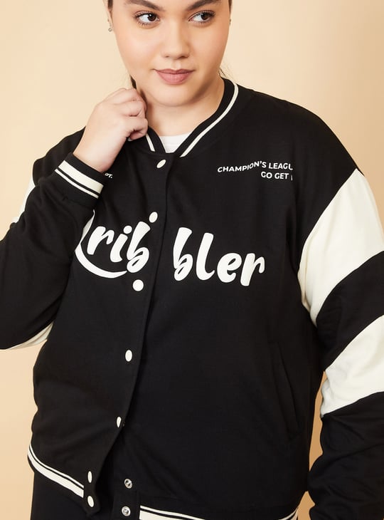 Women Printed Boxy Fit  Varsity Jacket