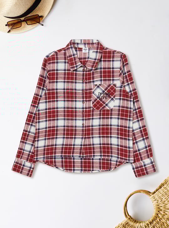 Girls Checked Regular Fit Shirt