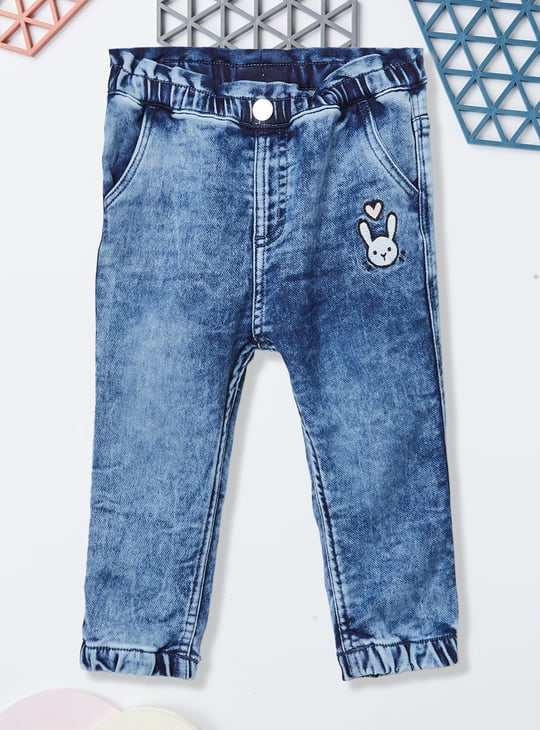 Girls Washed Denim Joggers