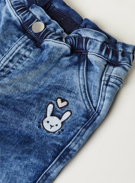 Girls Washed Denim Joggers