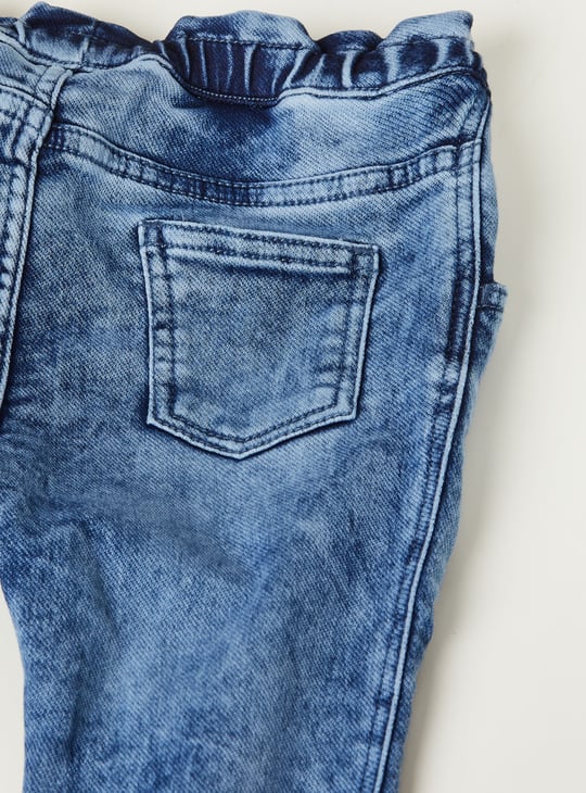 Girls Washed Denim Joggers