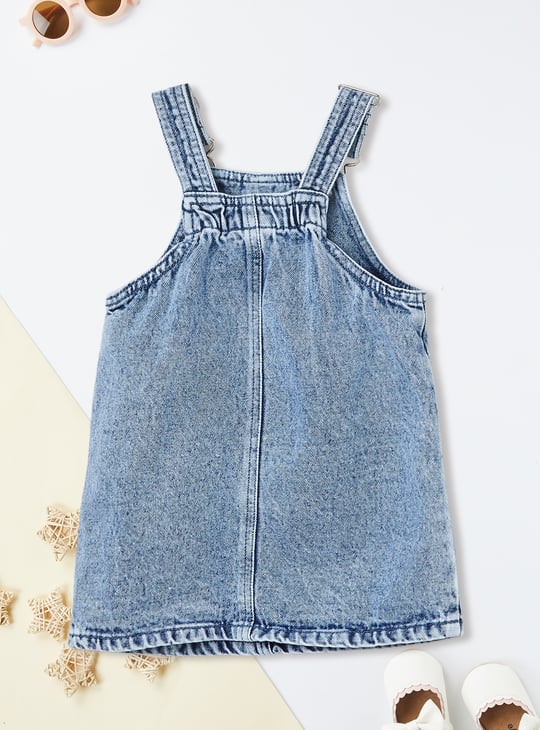 Girls Washed Denim Pinafore Dress with T-shirt