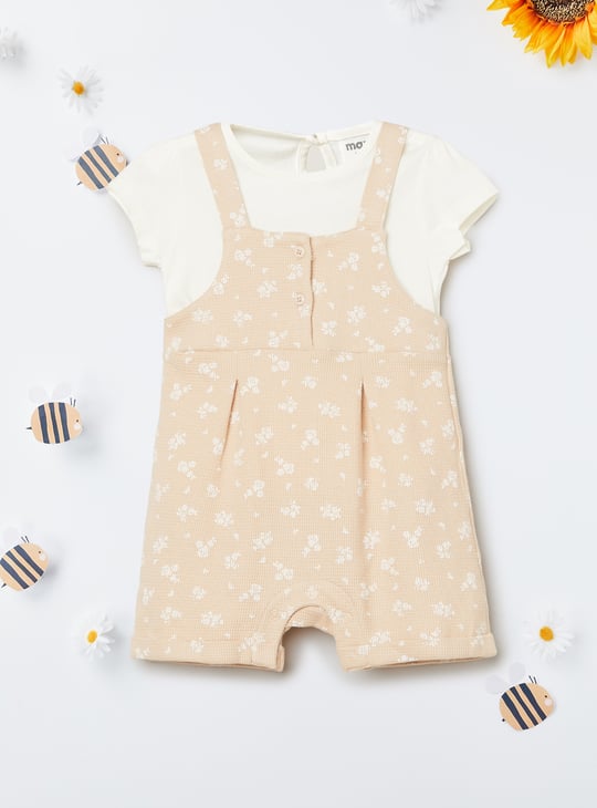 Girls Printed Dungarees with T-shirt