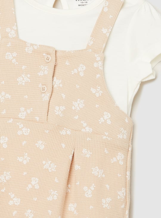 Girls Printed Dungarees with T-shirt