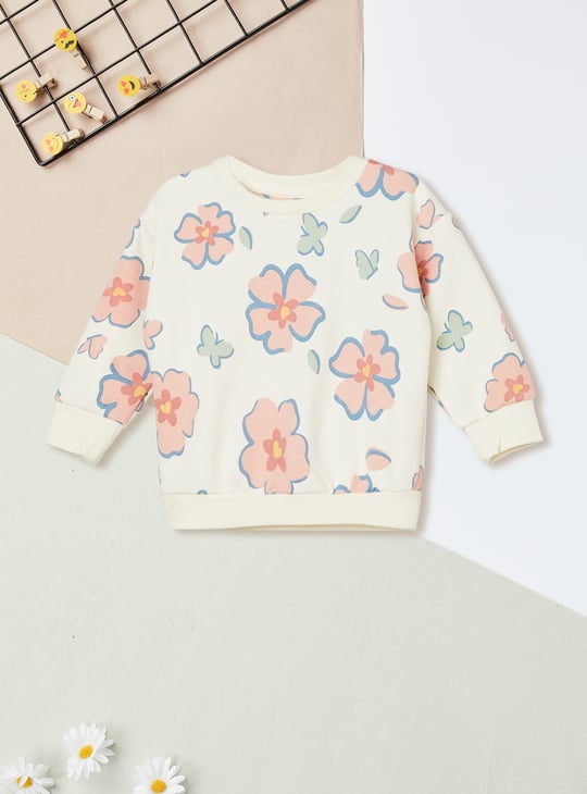 Girls Floral Print Joggers Set