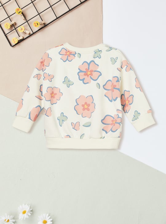 Girls Floral Print Joggers Set