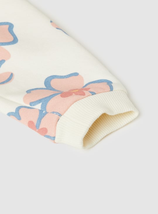 Girls Floral Print Joggers Set