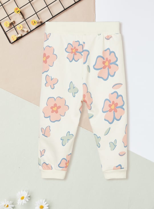 Girls Floral Print Joggers Set