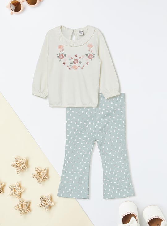 Girls Embroidered Leggings Set