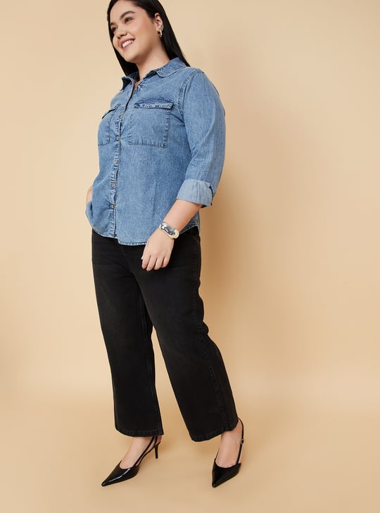 Women Washed Regular Fit Denim Shirt