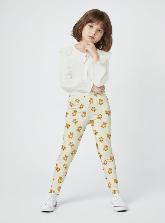 Girls Printed Tapered Fit Leggings