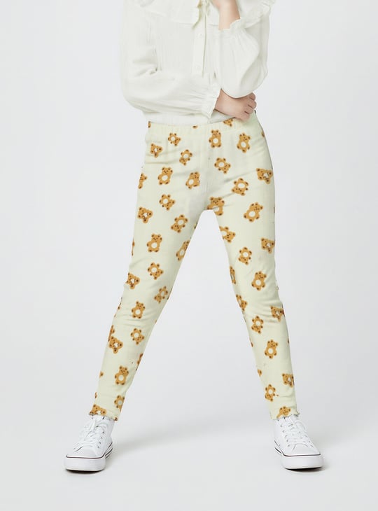 Girls Printed Tapered Fit Leggings