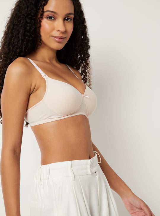 Women Solid Padded Non-Wired T-shirt Bra