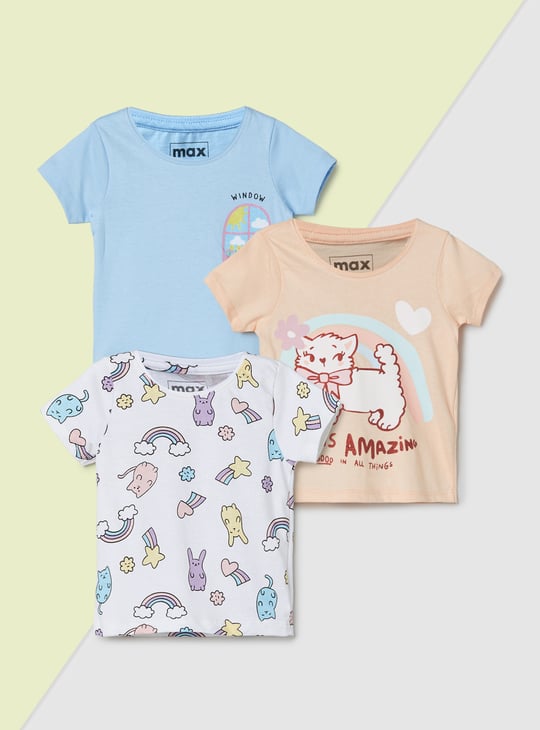 Girls Printed T-shirt - Pack of 3