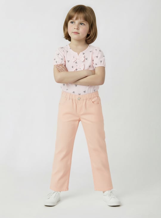 Girls Solid Mom Fit Trousers