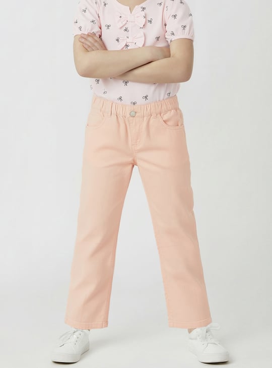 Girls Solid Mom Fit Trousers