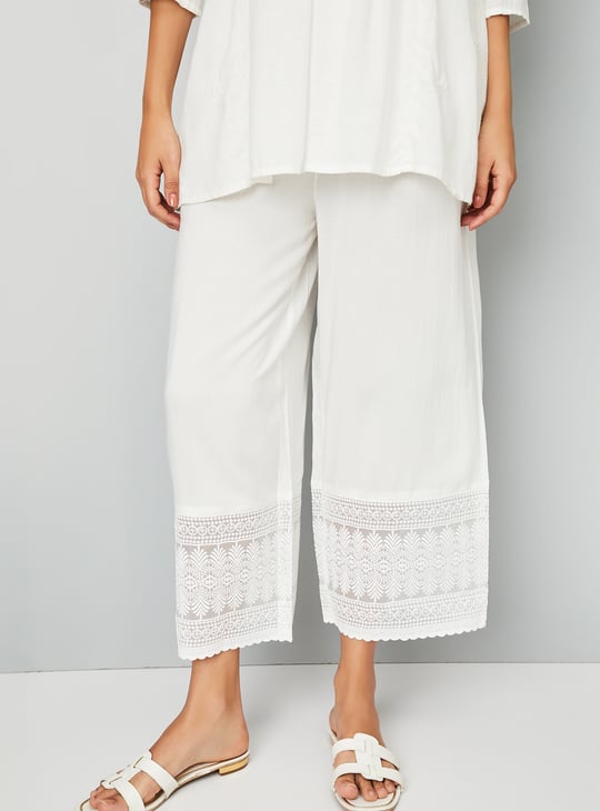 Women Embroidered Hem Palazzos