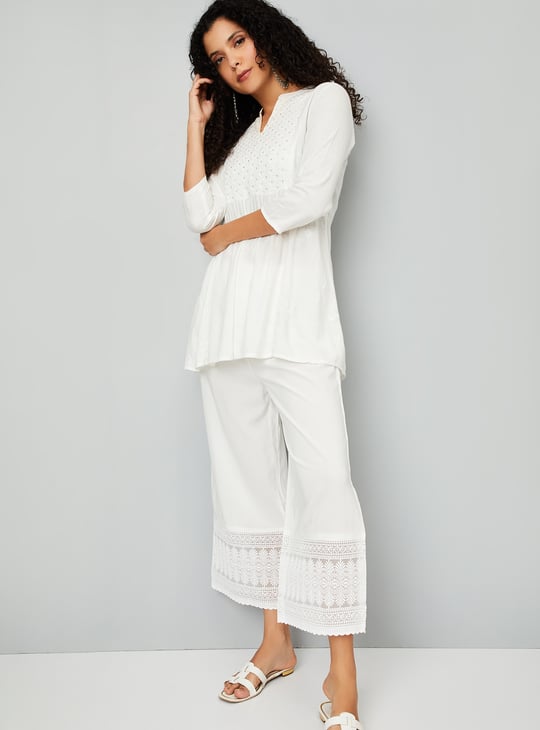 Women Embroidered Hem Palazzos