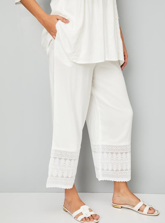 Women Embroidered Hem Palazzos