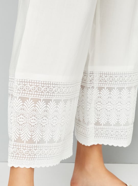 Women Embroidered Hem Palazzos