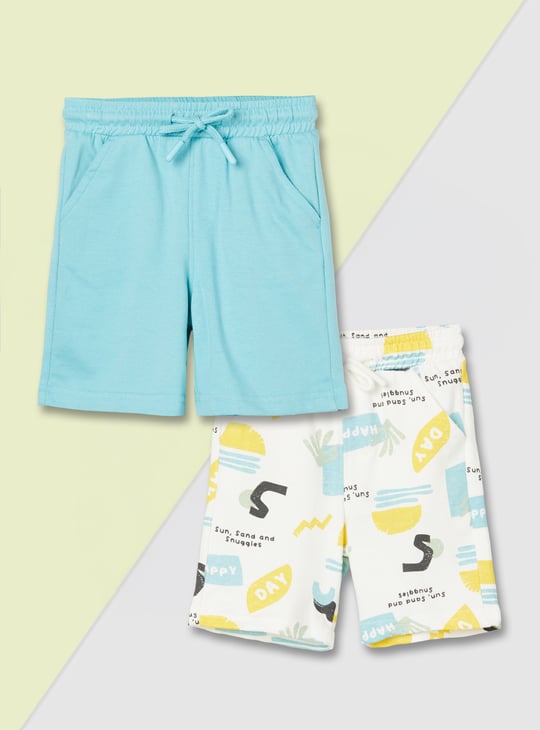 Boys Printed Mid-rise Shorts - Pack of 2