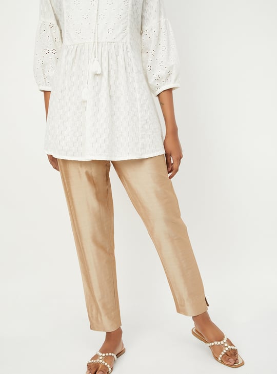 Women Metallic Straight Pants