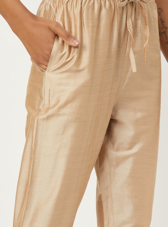 Women Metallic Straight Pants