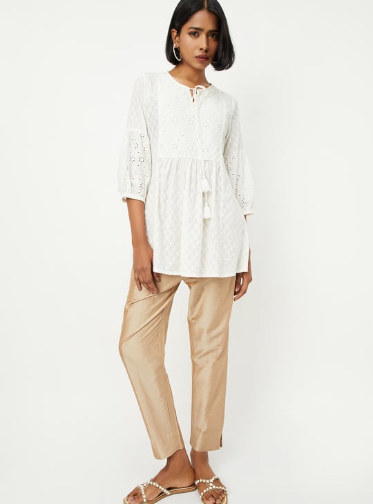 Women Metallic Straight Pants