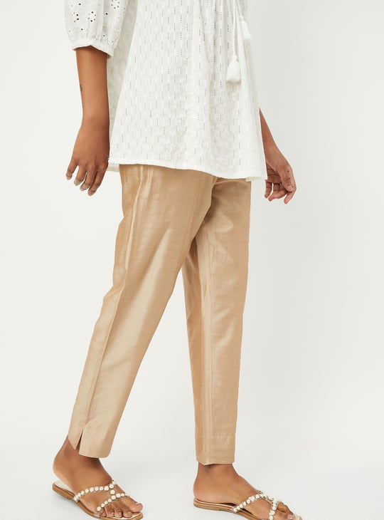 Women Metallic Straight Pants