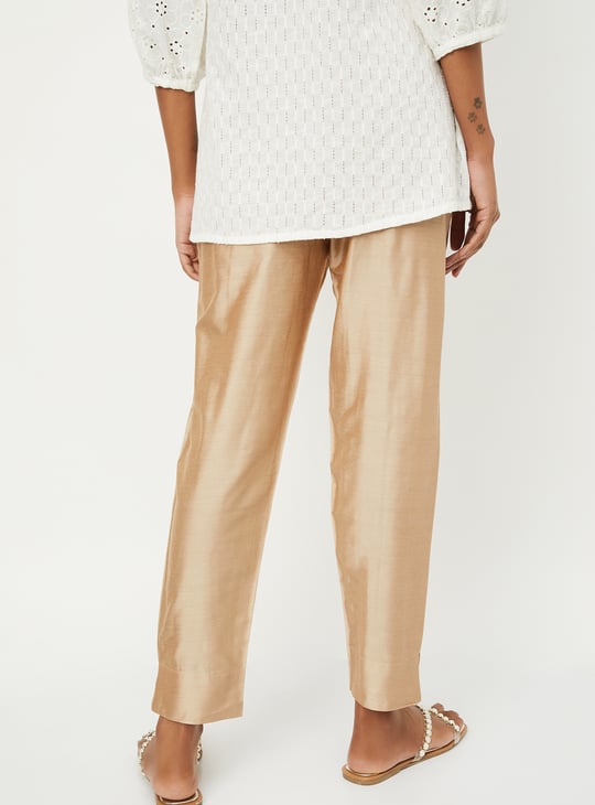 Women Metallic Straight Pants