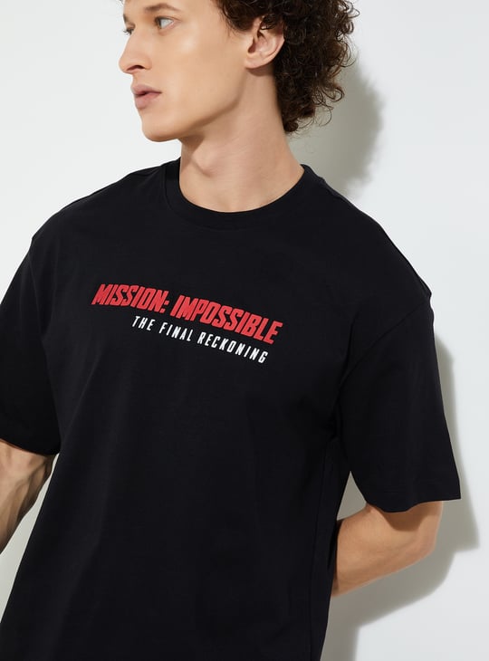 URB_N Men Mission Impossible Print T-shirt | Black | Printed