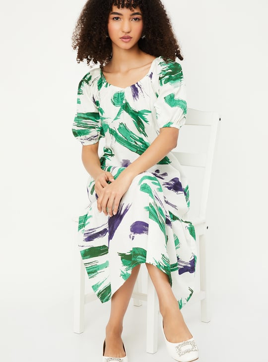 Women Printed A-line Midi Dress