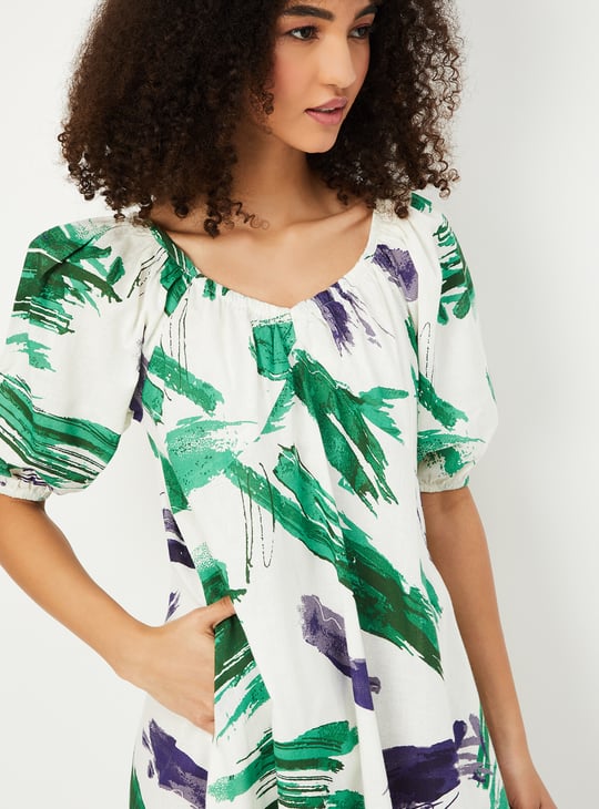Women Printed A-line Midi Dress