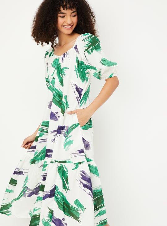 Women Printed A-line Midi Dress