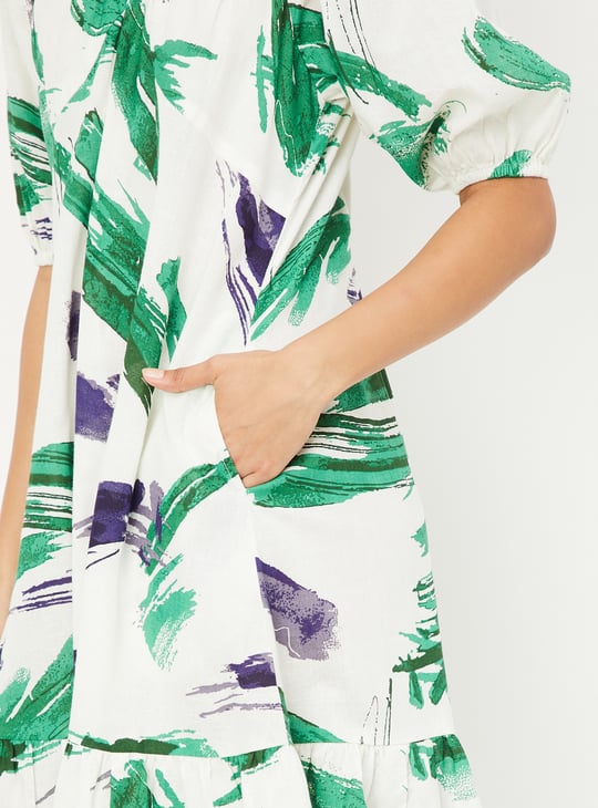 Women Printed A-line Midi Dress