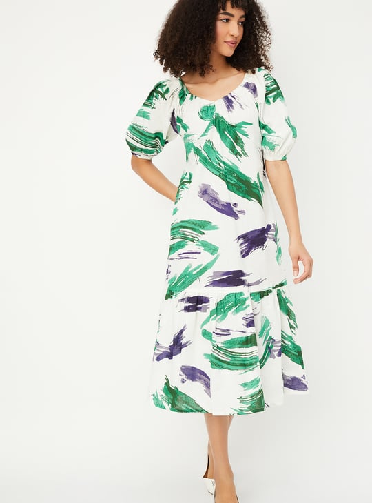 Women Printed A-line Midi Dress