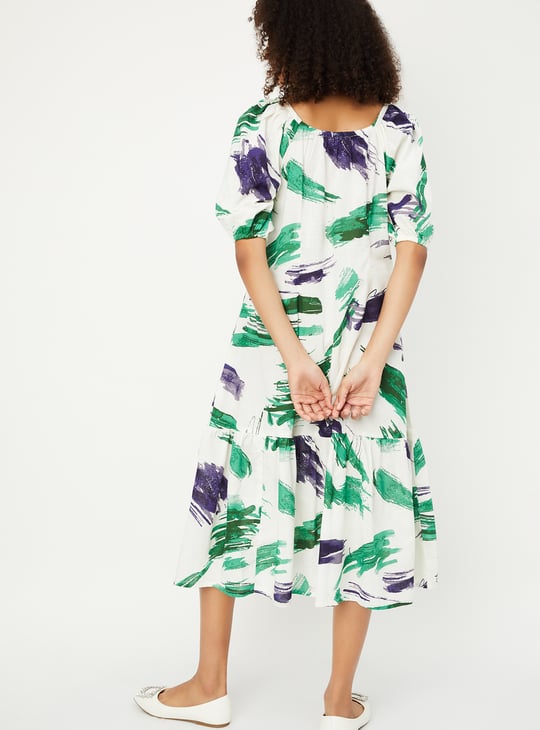 Women Printed A-line Midi Dress