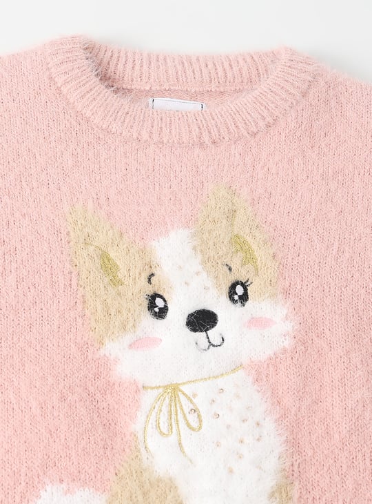 Girls Fuzzy Knit Sweater