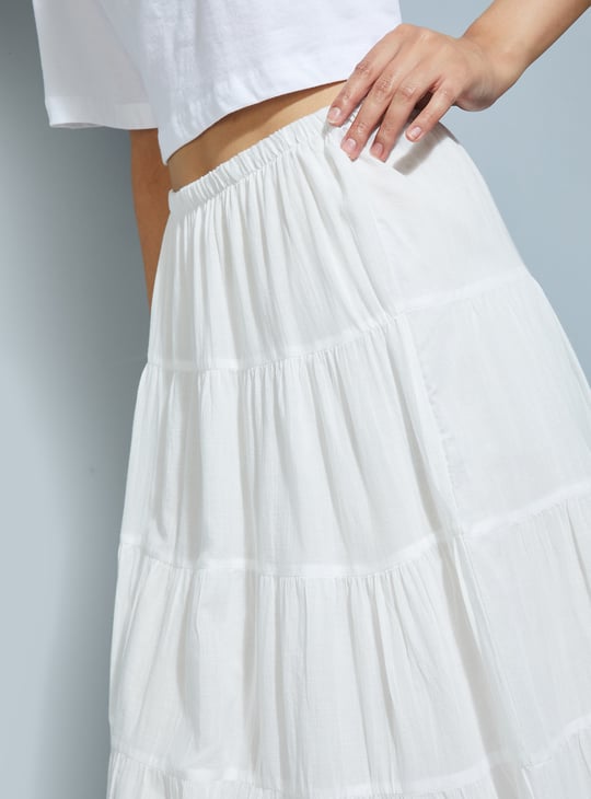 ALAYA F x URB_N Women Solid Tiered Long Skirt