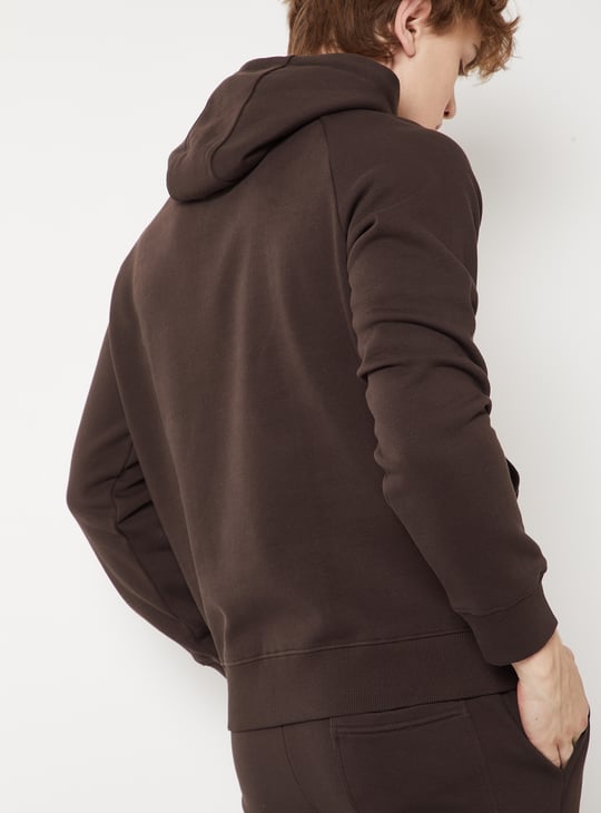 Men Knit Fleece Hooded Sweatshirt