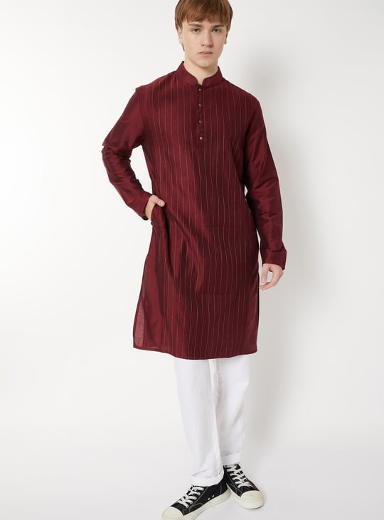 Men Striped Straight Long Kurta