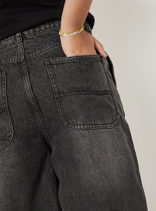 Girls Washed Barrel Fit Jeans