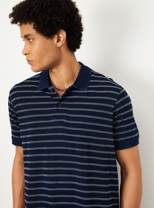 Men Striped Polo T-shirt